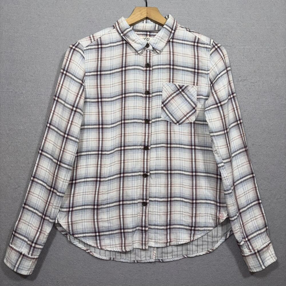 UGG Button Down Shirt Womens Small Plaid Crossover‎ Back Cotton